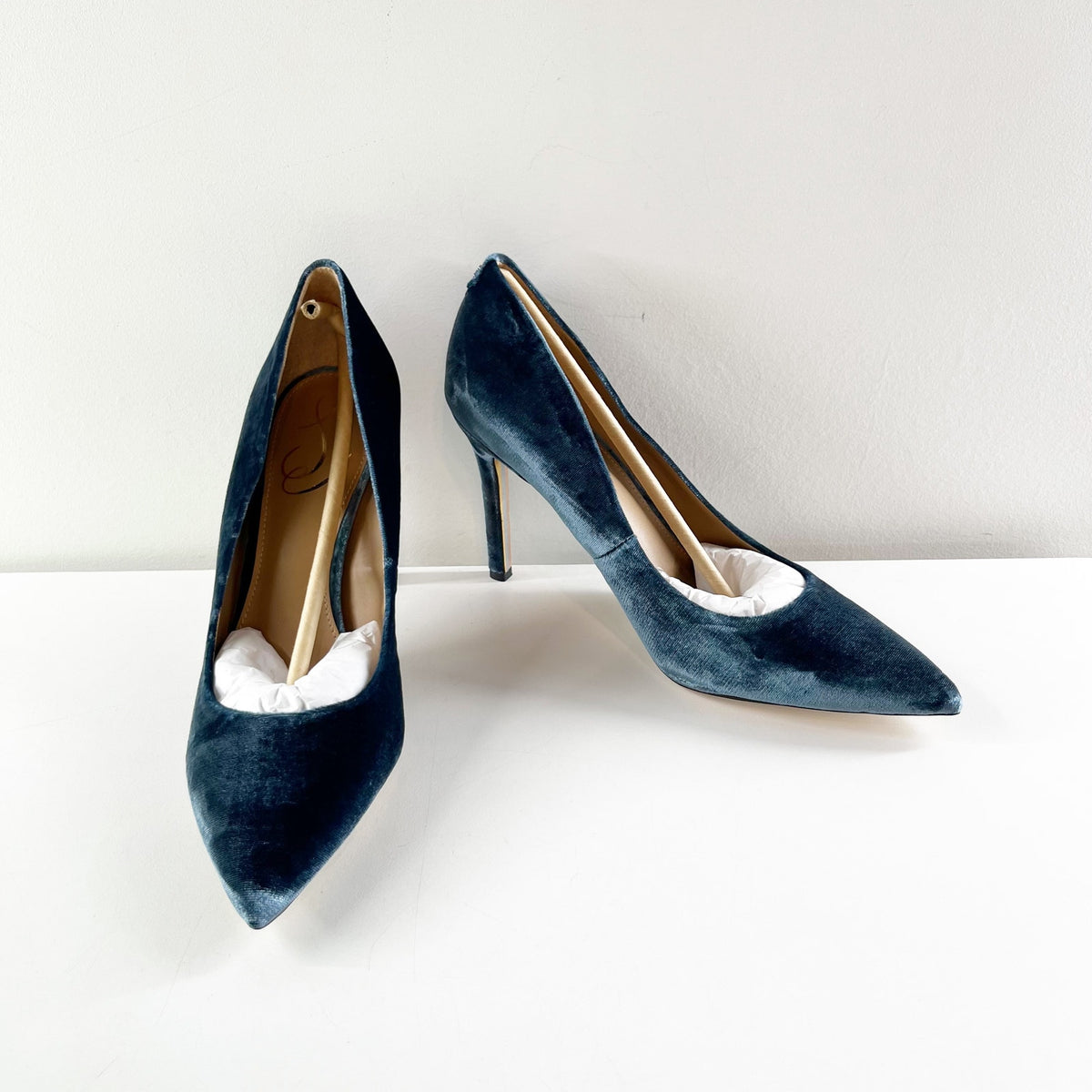 Sam Edelman Hazel Velvet Pointed Toe Stiletto Heel Pumps Deep Sapphire Blue 8