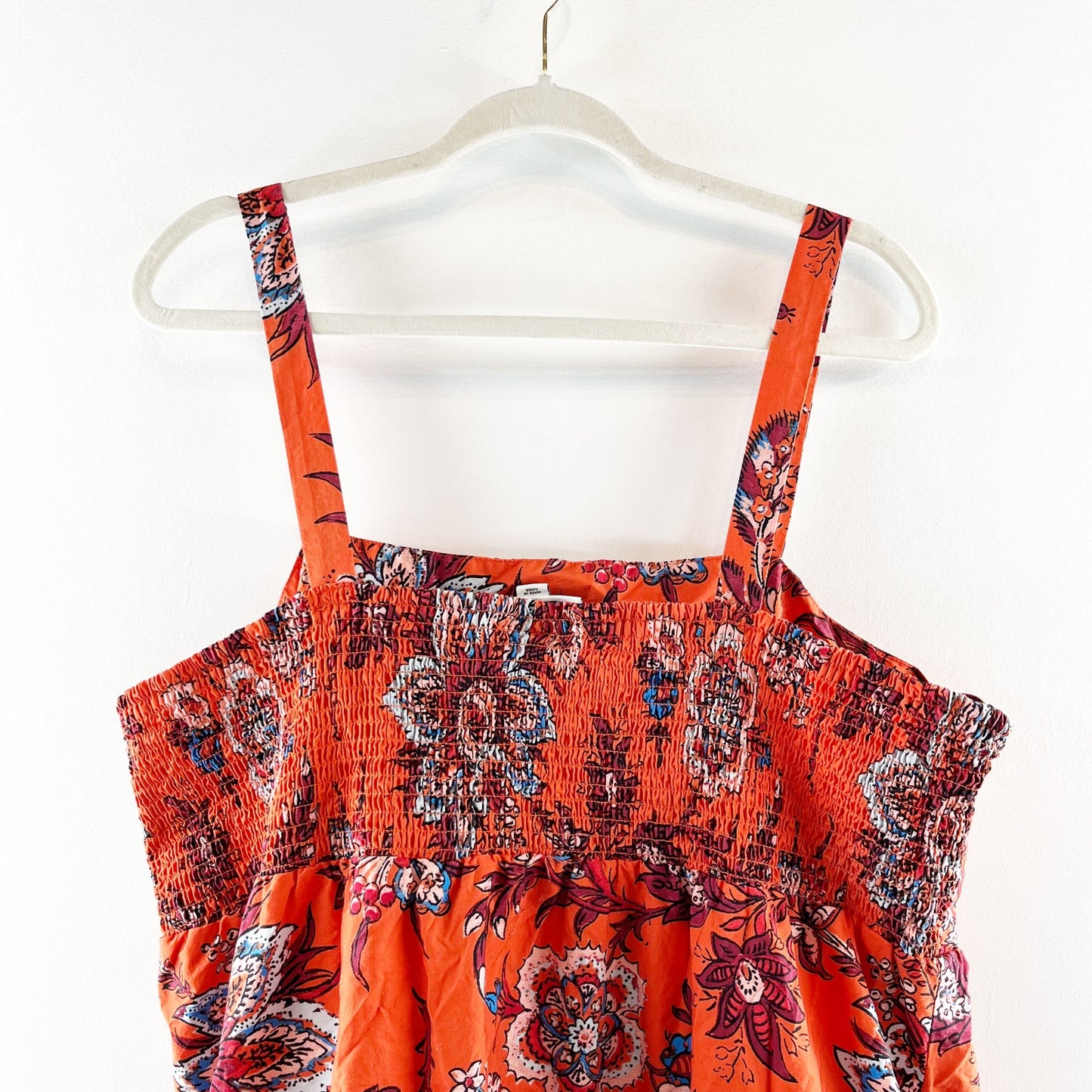 RHODE x Target Leafy Floral Print Tiered Poplin Midi Sundress Orange Plus 1X