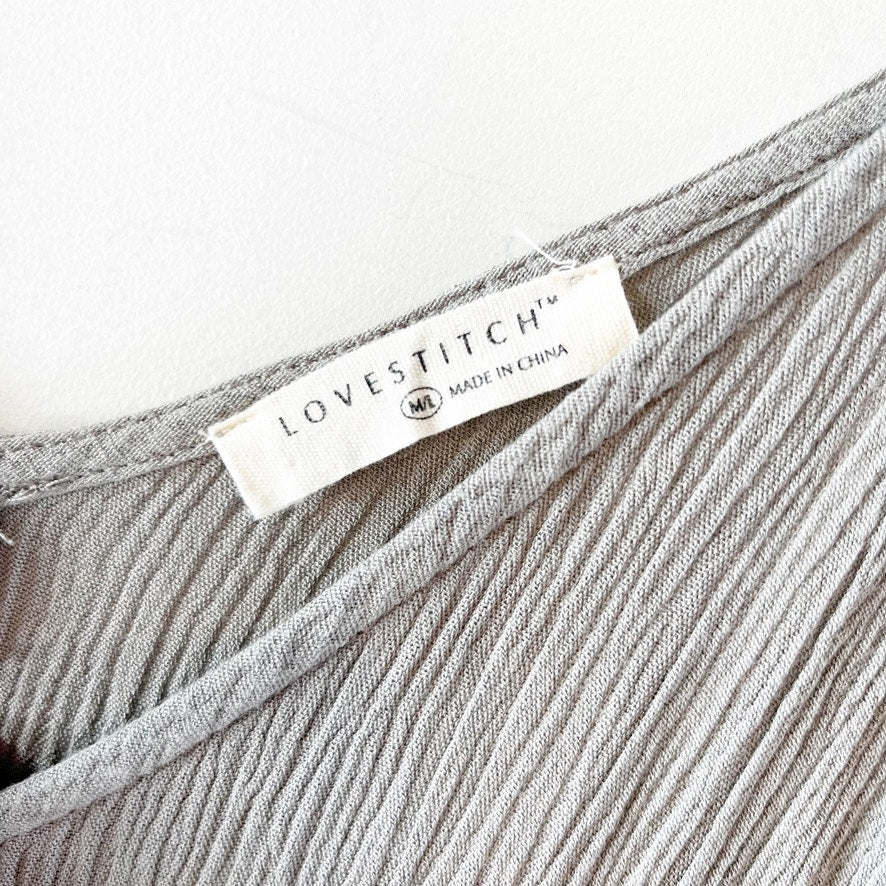 Lovestitch Gauzy Crinkle Maxi Slip Dress Concrete Gray Medium / Large