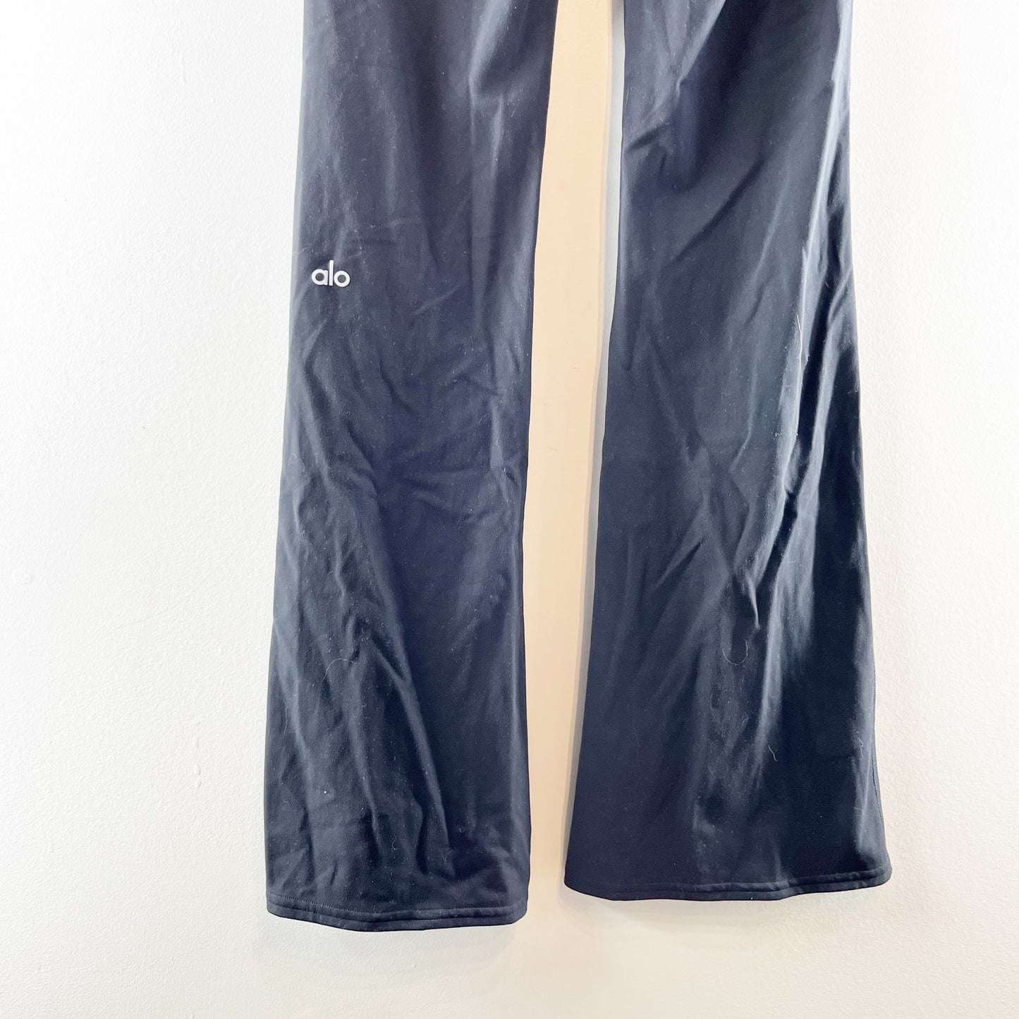 Alo Yoga Softsculpt Pull On Foldover High Waisted Flare Leggings Black Small