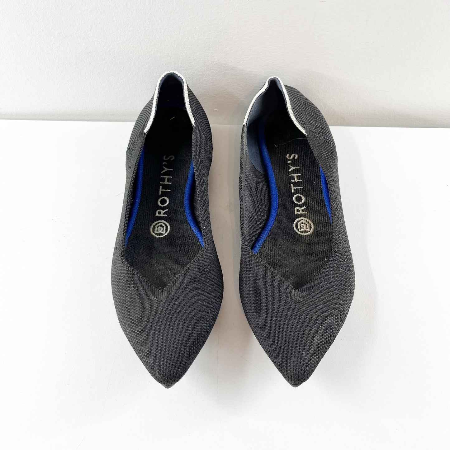 Rothy's The Point Knit Slip On Pointed Toe Ballet Flats Shoes Black 7.5