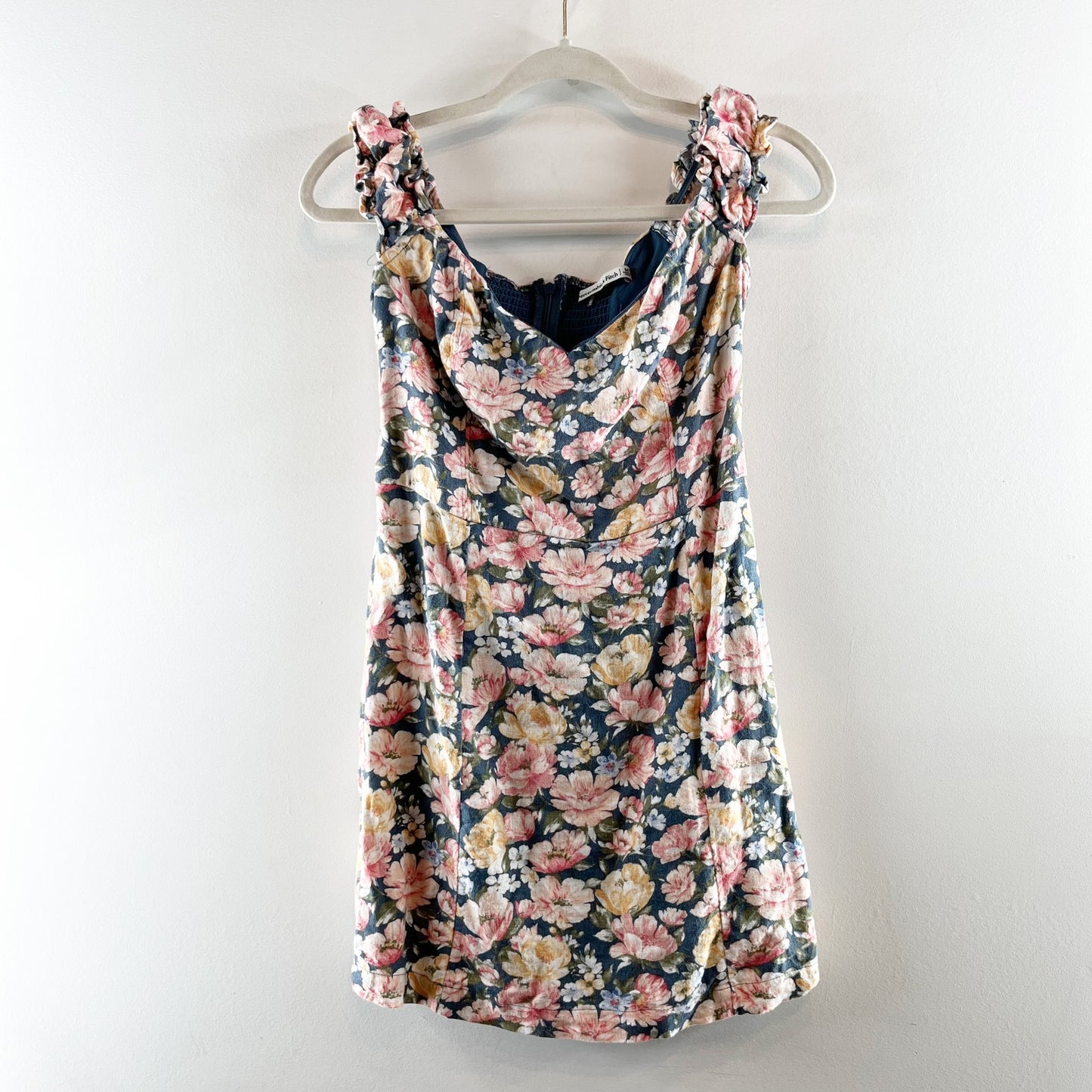 Abercrombie & Fitch Off The Shoulder Floral Mini Dress Pink Blue Medium