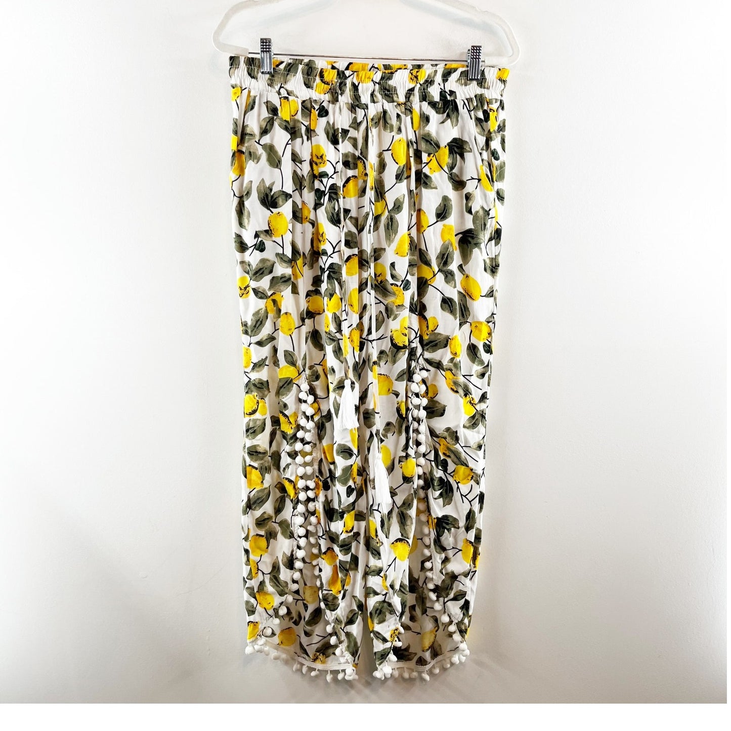 Solitaire Swim Lemon Print Pull On Beach Pants Yellow Green Large