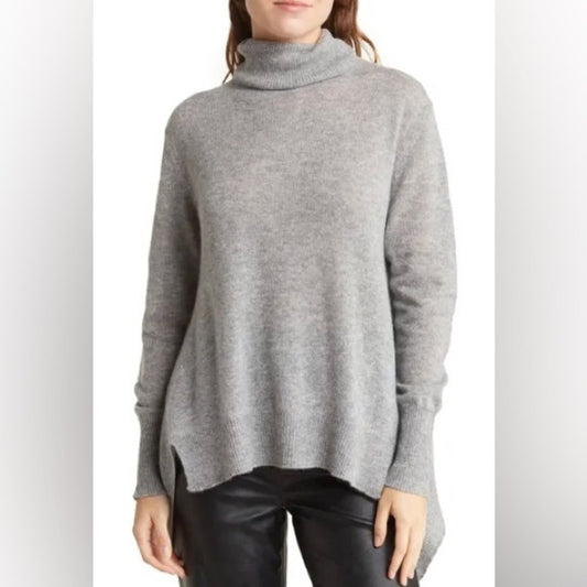 Skull Cashmere Turtleneck Long Sleeve Cashmere Sweater Gray Medium