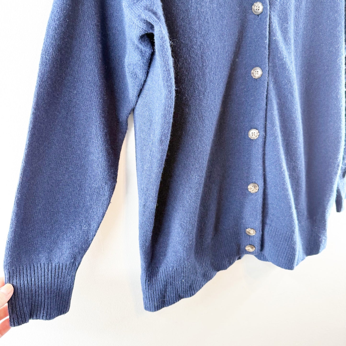 Madewell Relaxed V Neck Button Up Cardigan Sweater Heather Indigo Blue Medium