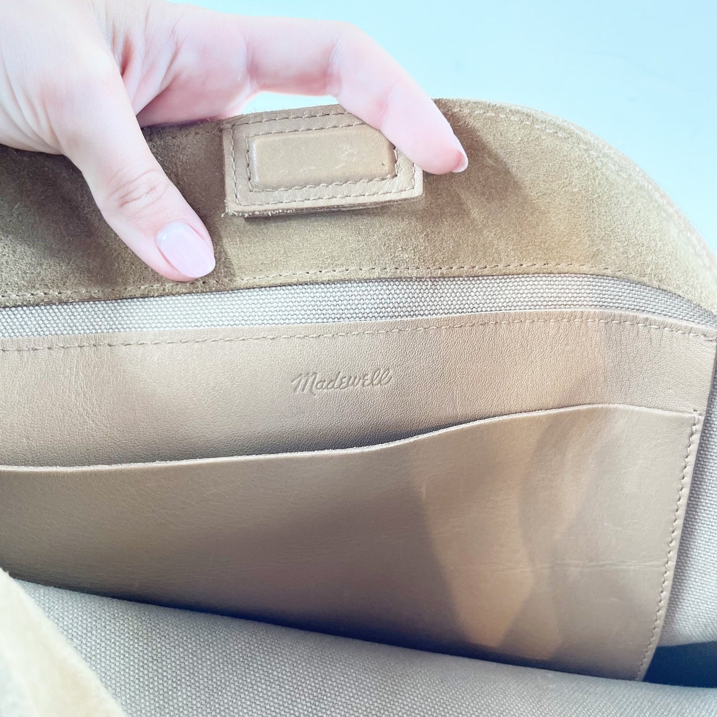 Madewell The Essential Suede Bucket Bag Purse Tawny Khaki Tan