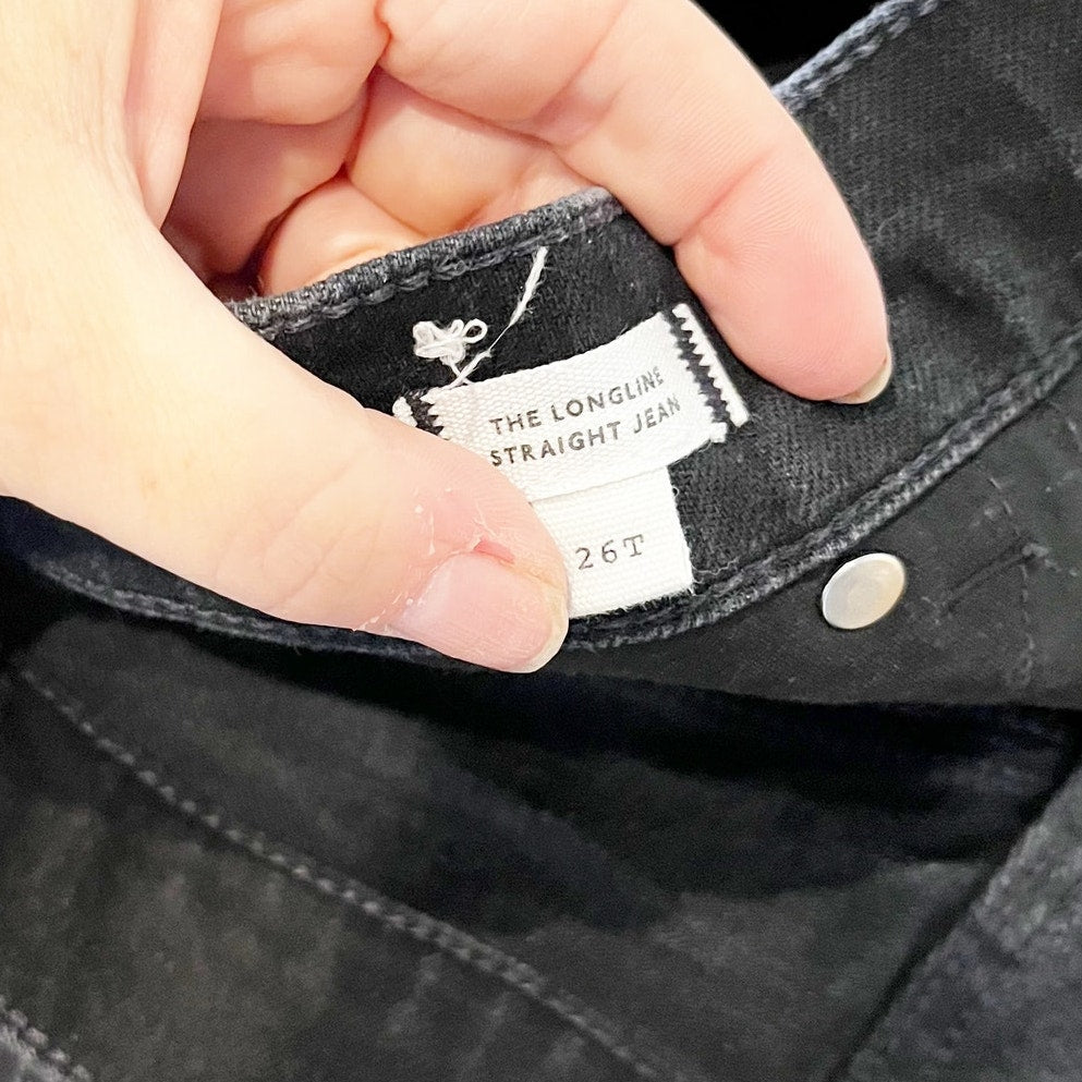 Madewell The Tall Longline Comfort Stretch Straight Leg Jeans Black Frost 26 T