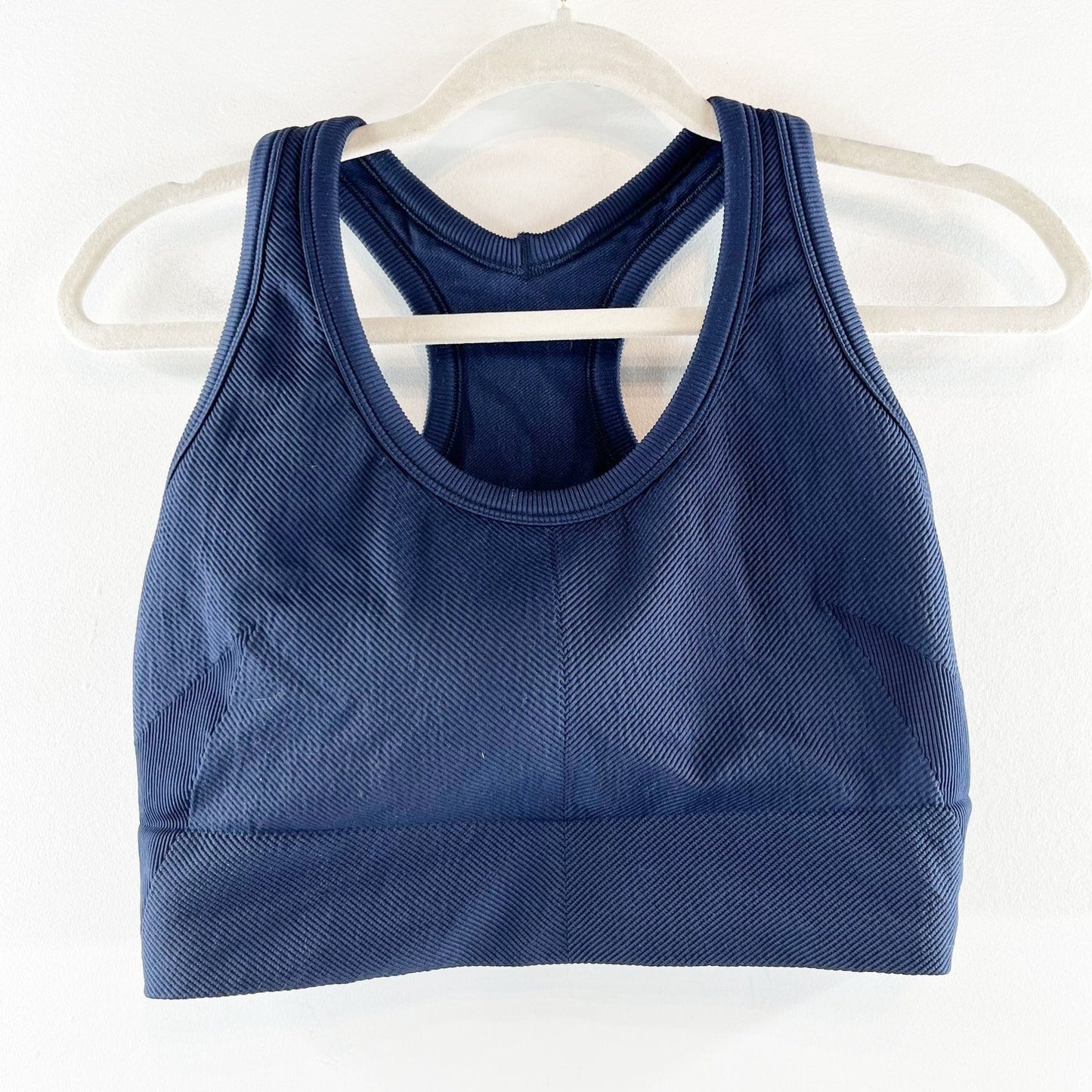 SPANX Look At Me Now Racerback Textured Longline Sports Bra Navy Blue 1X