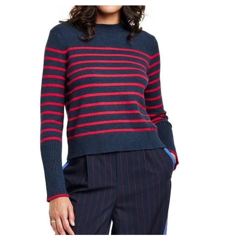 La Ligne x Target Striped Crew Neck Pullover Sweater Navy Blue Red Medium