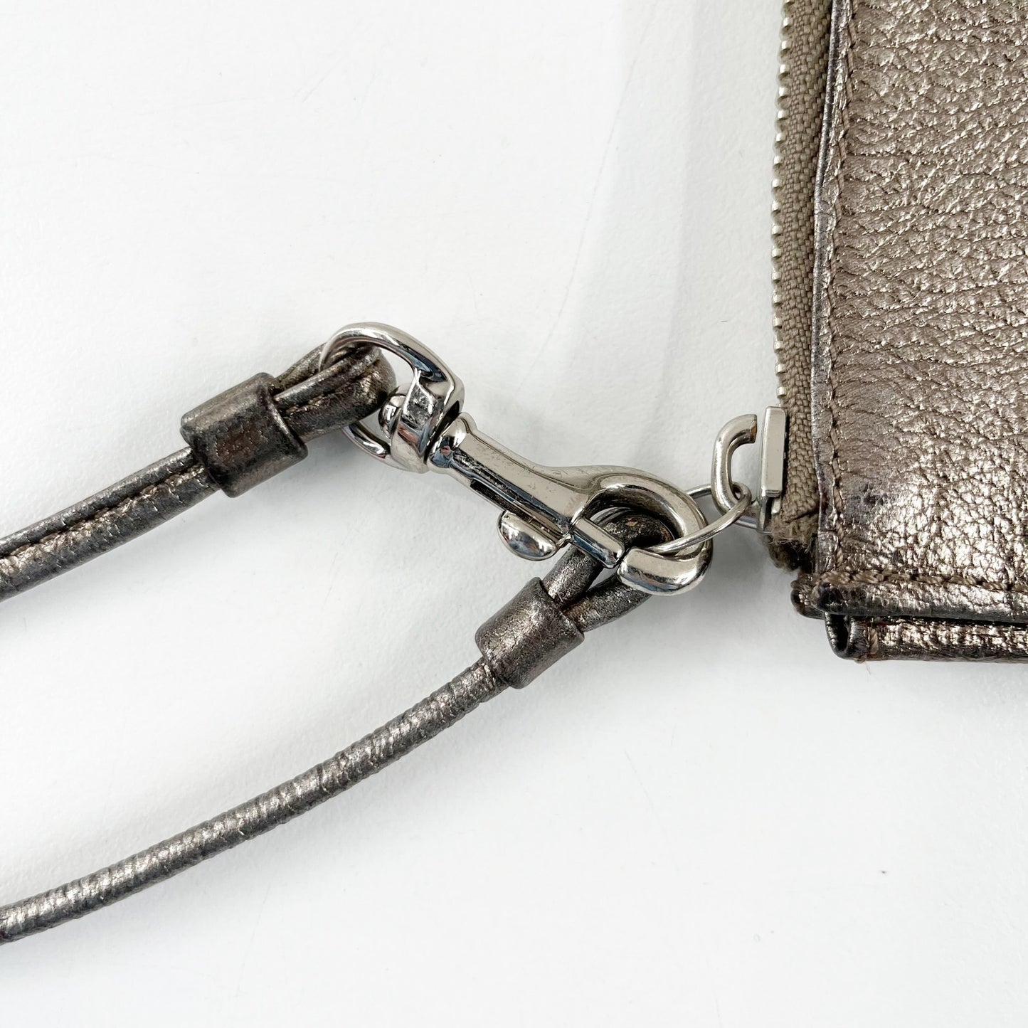 Coach Poppy Metallic Wristlet Wallet Pewter Bronze