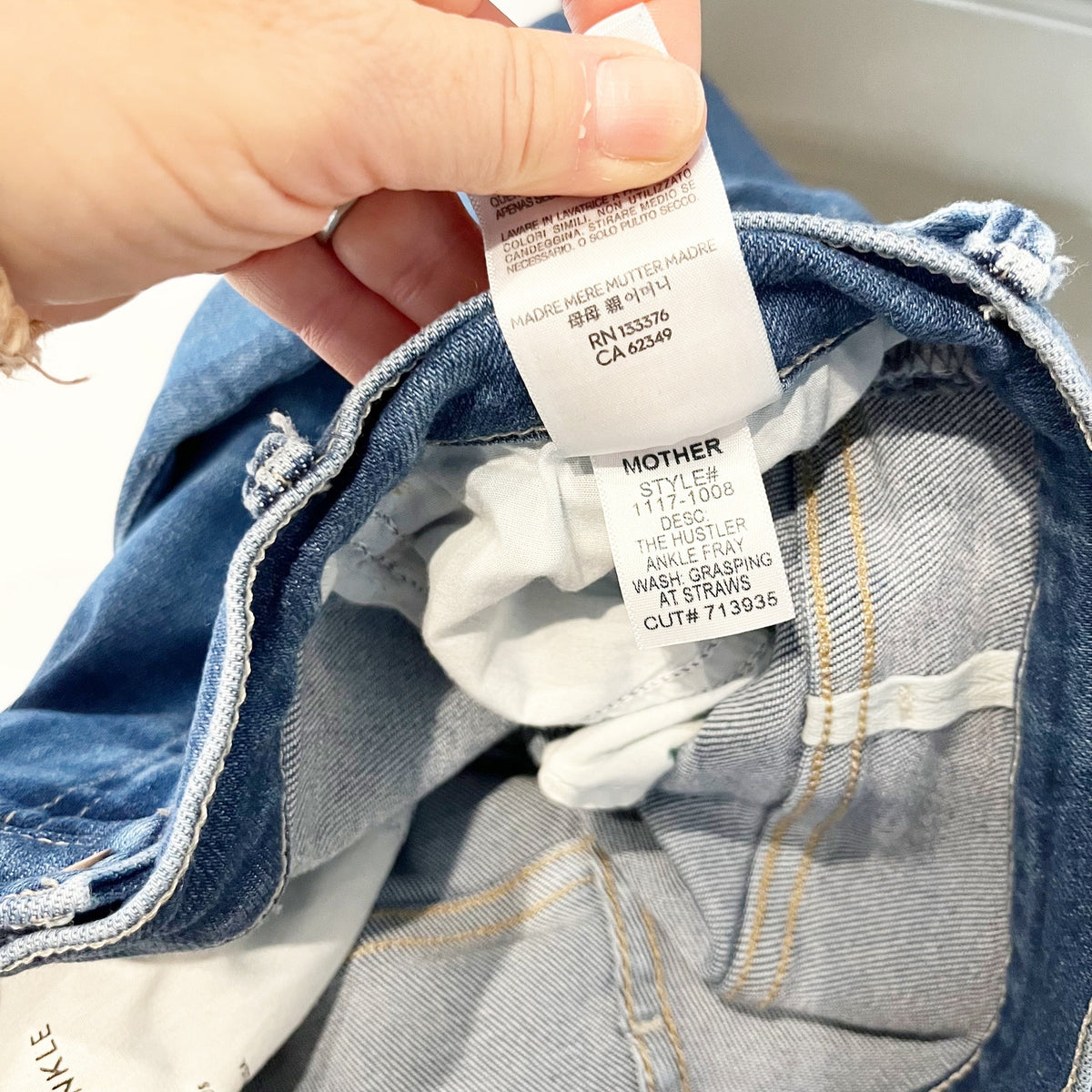 Mother The Hustler Ankle Fray Hem Jeans Grasping At Straws Blue 31 / 12