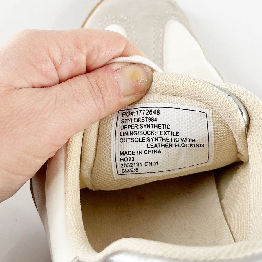 J. Crew Faux Suede Leather Low Top Field Sneakers Metallic Multi Cream Gray 8