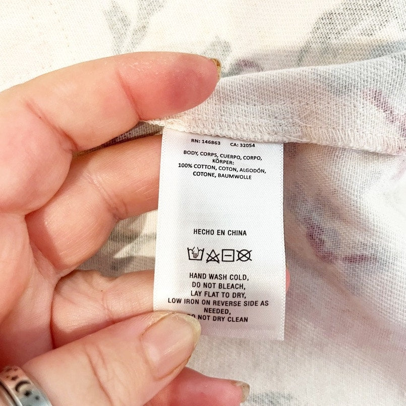Mare Mare Anthropologie Cotton Twill Floral Mini Shirt Dress Light Pink Small