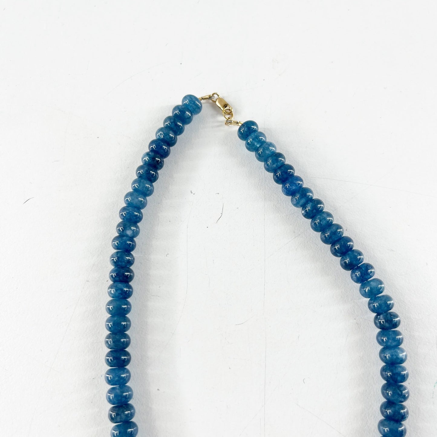 Jessica Matrasko Caia Dk. Blue Jade Beads Heart Pendant Necklace Blue Turquoise