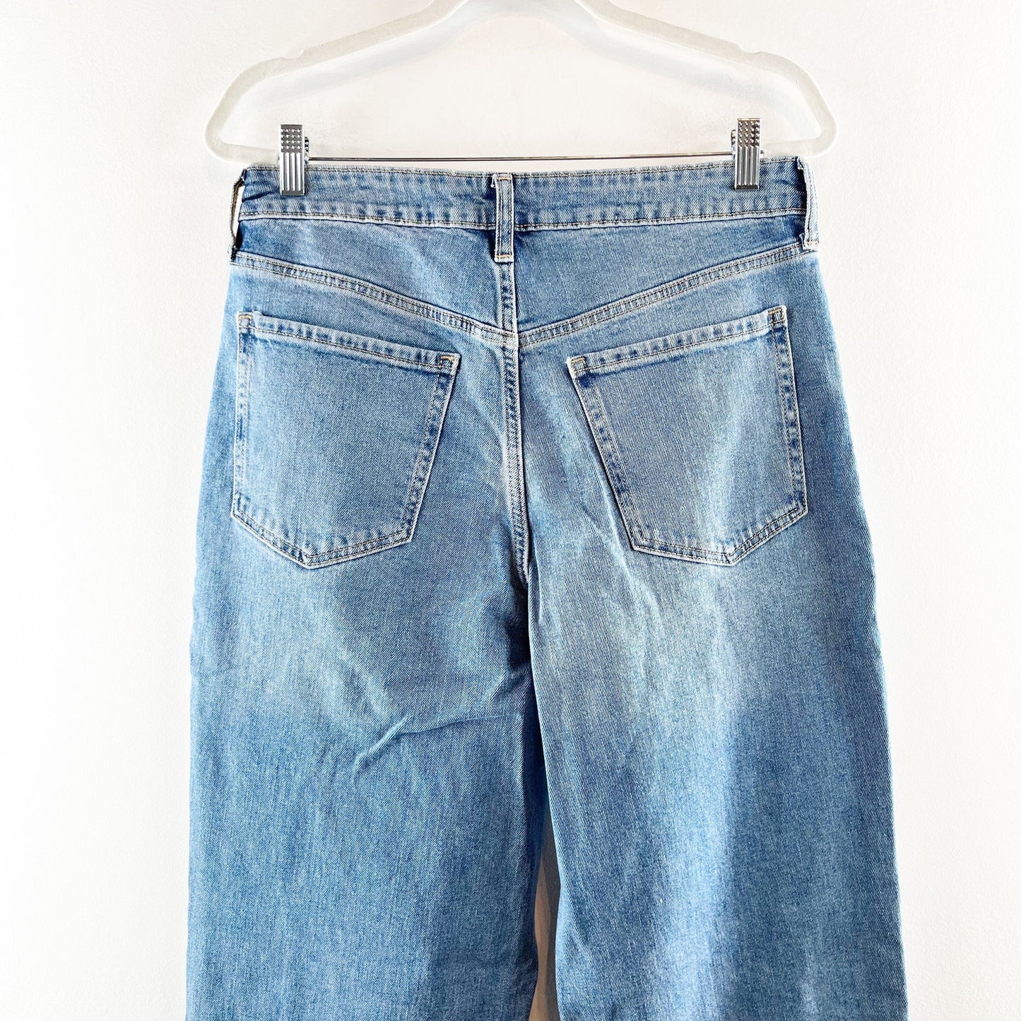 Old Navy High Rise Loose OG Secret Smooth Pockets Ripped Jeans Blue 10 Tall
