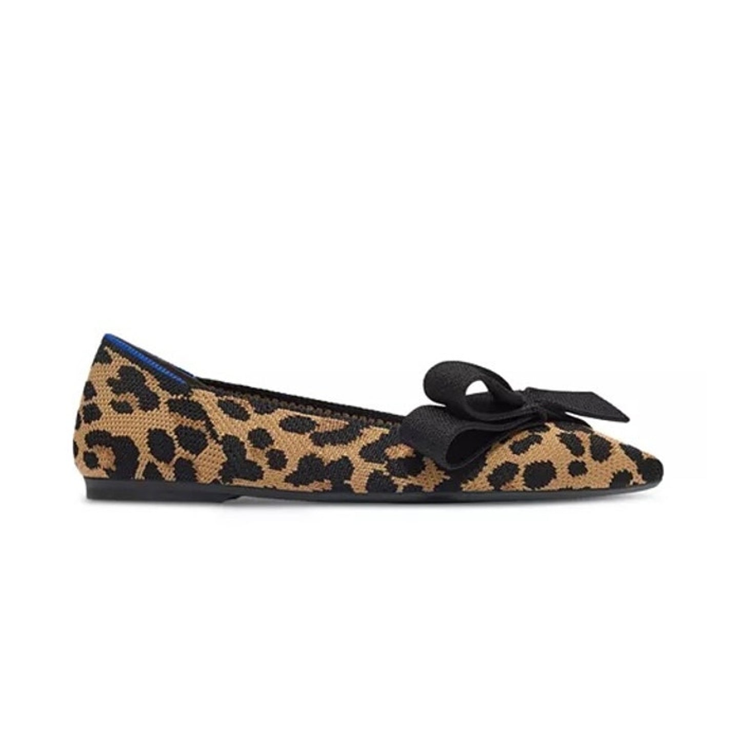 Rothy's The Bow Point II Flats in Sable Spot Leopard Tan Black 9.5
