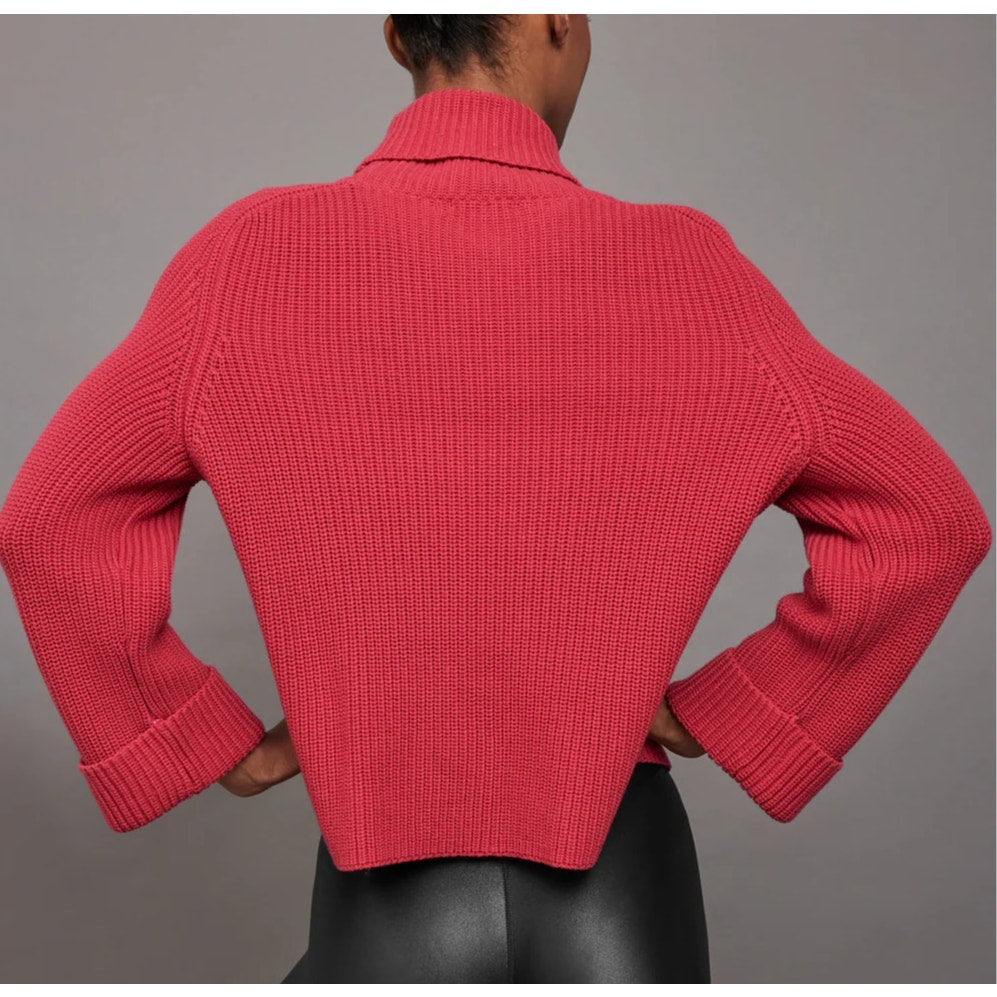 525 Vida Long Sleeve Turtleneck Pullover Knit Sweater Ruby Red Multi Small