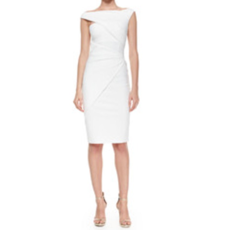 Chiara Bona La Petite Robe Draped Boatneck Pencil Mini Dress White 42