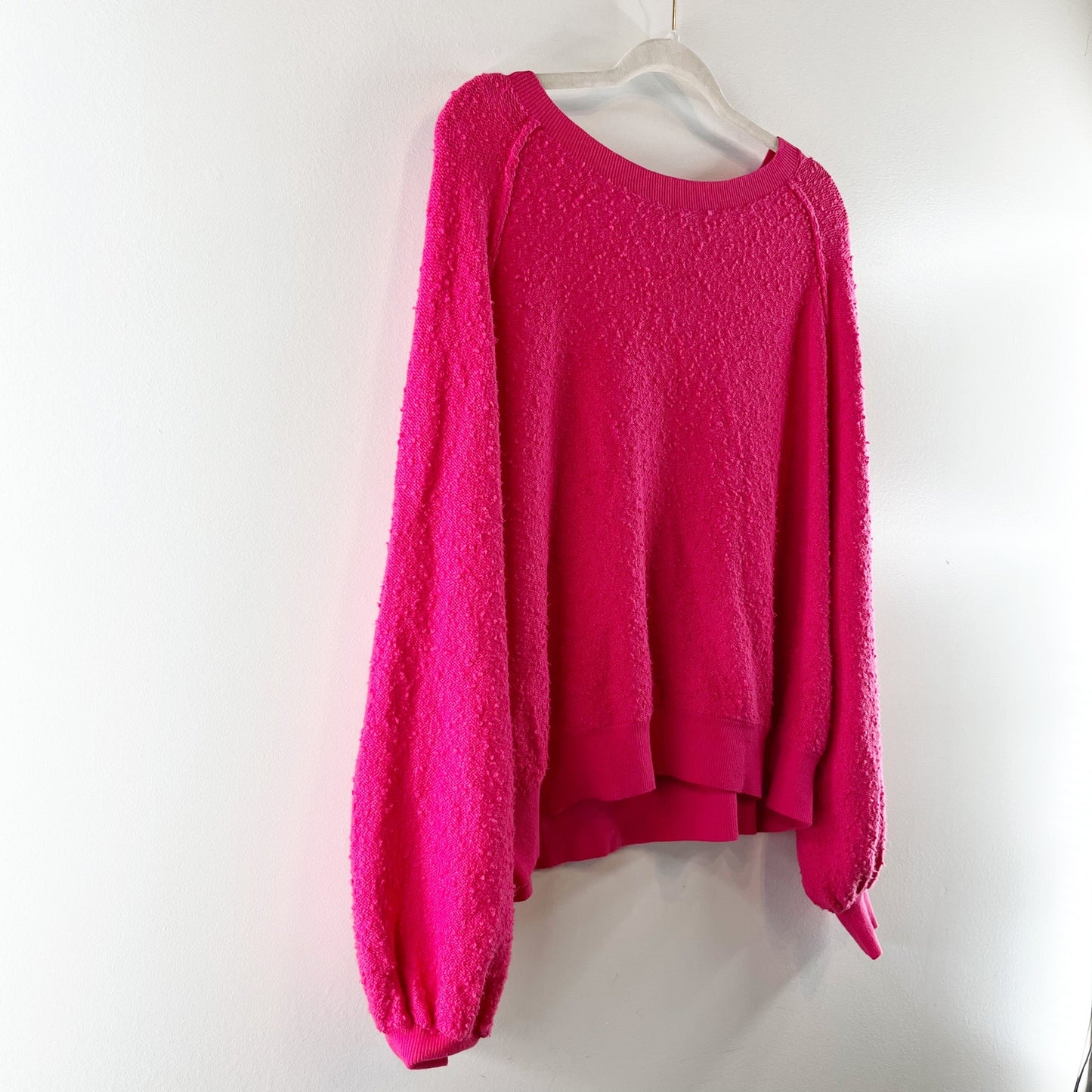 Free People Found My Friend Pullover Popcorn Oversized Sweater Pink Small