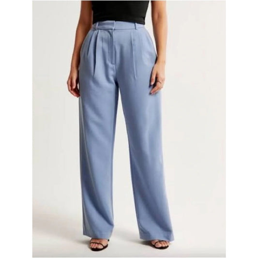 Abercrombie & Fitch Sloane High Rise Pleated Tailored Trouser Pants Blue 10 P