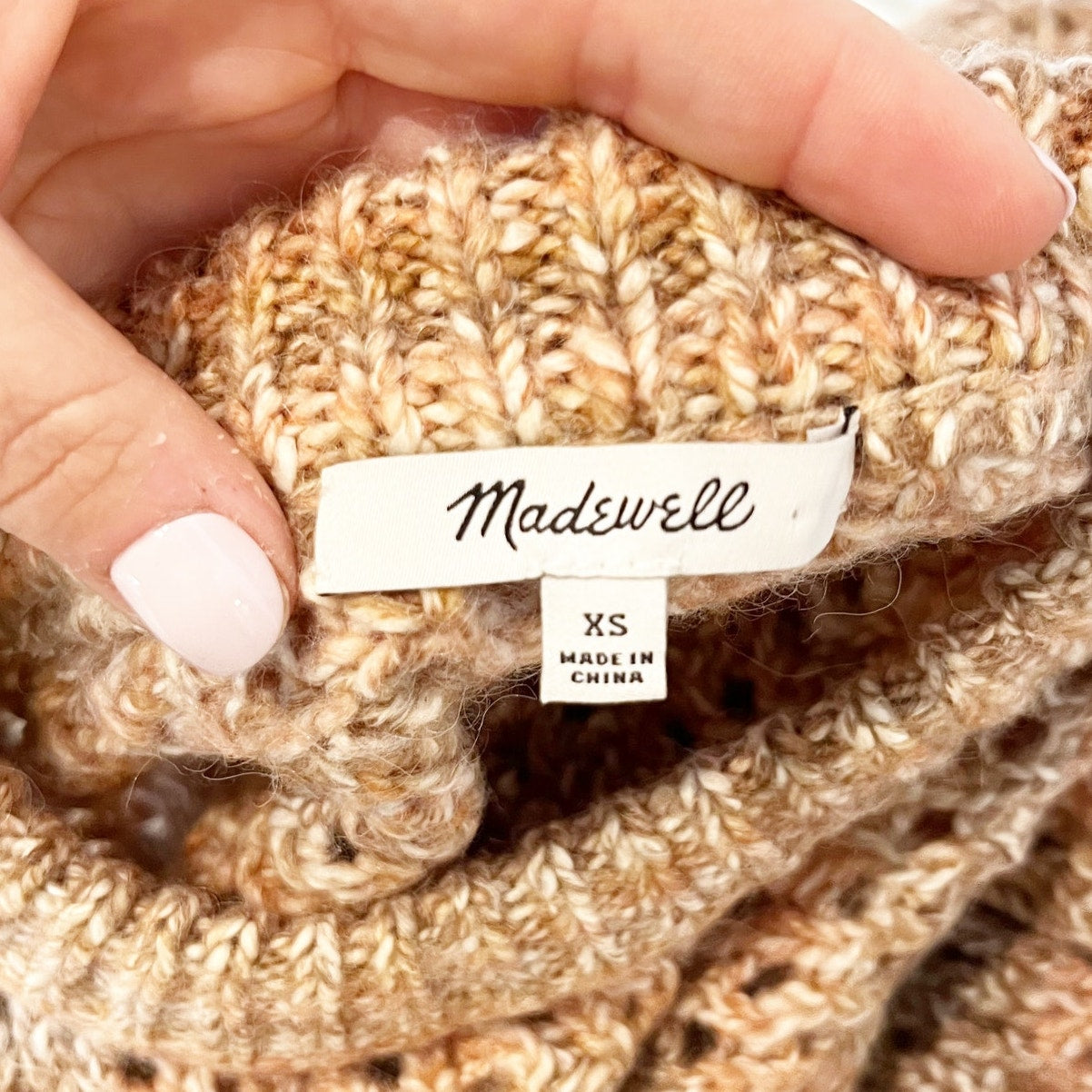 Madewell Space Dyed Open Knit Crochet Crewneck Pullover Sweater Ginger XS