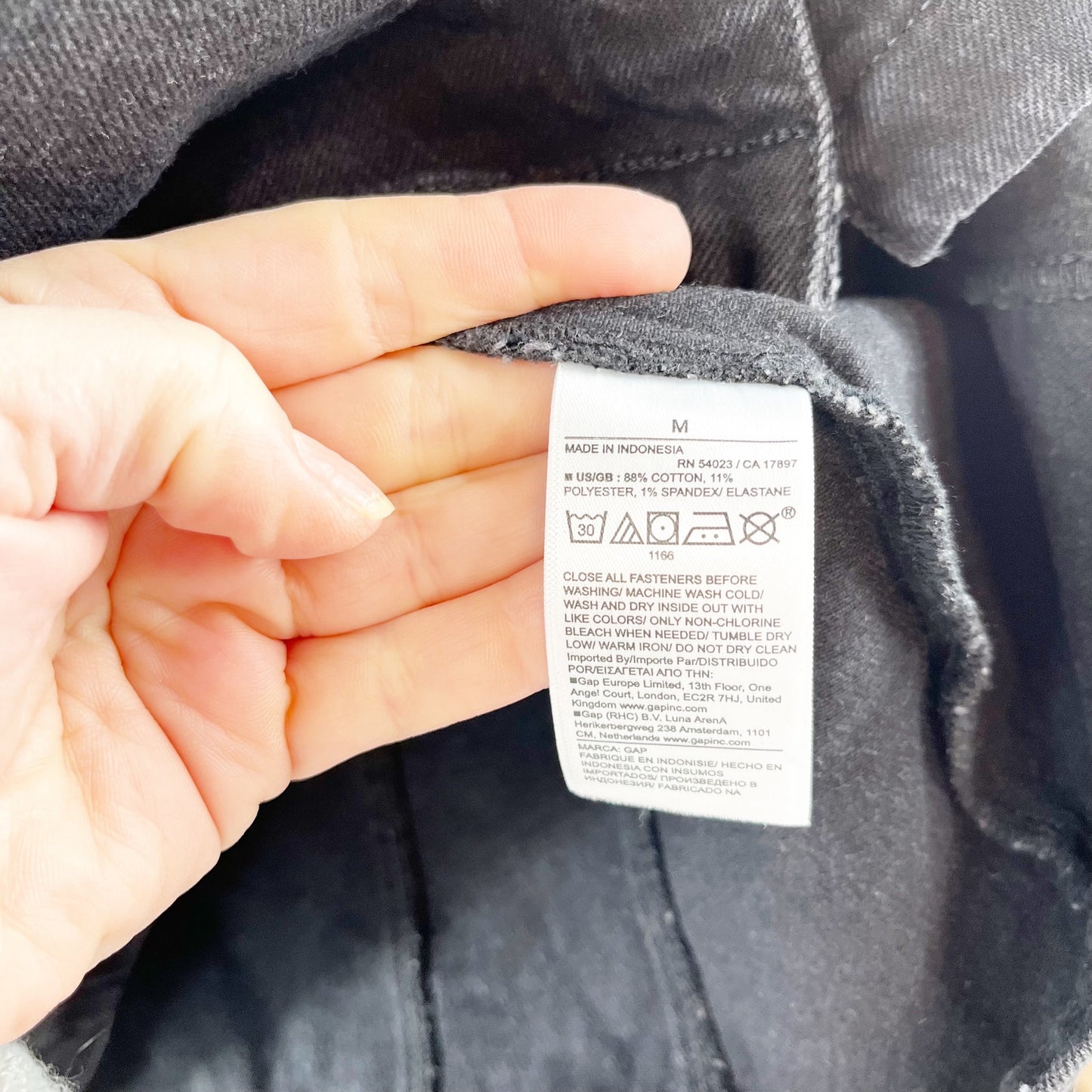 GAP Long Barrel Sleeve Denim Button Up Cotton Mini Dress Black Medium