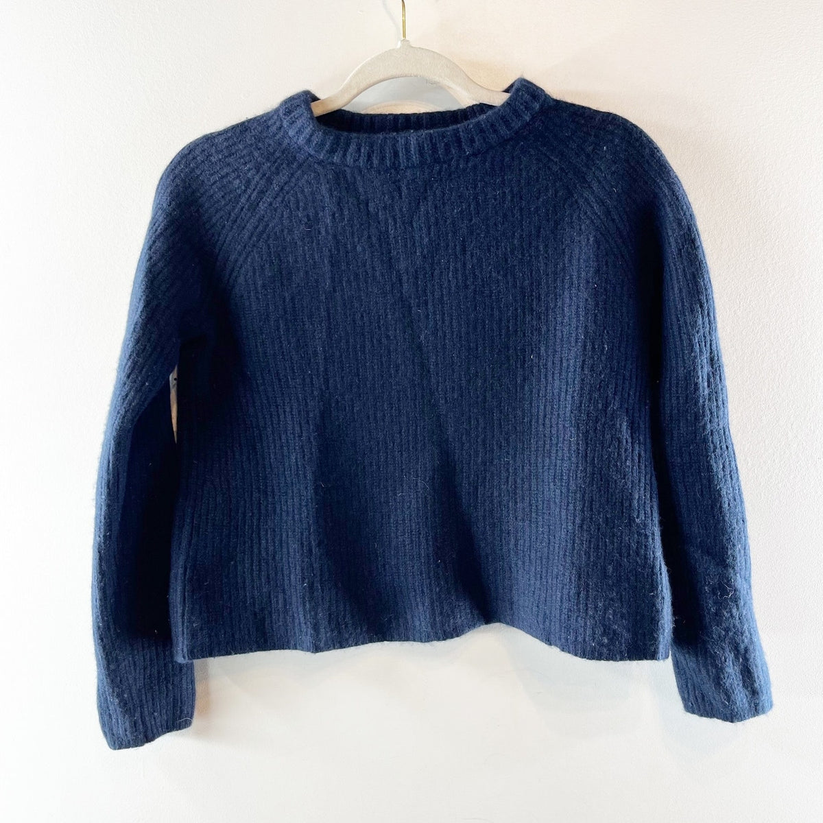Jenni Kayne 100% Cashmere Long Sleeve Boxy Fisherman Sweater Navy Small