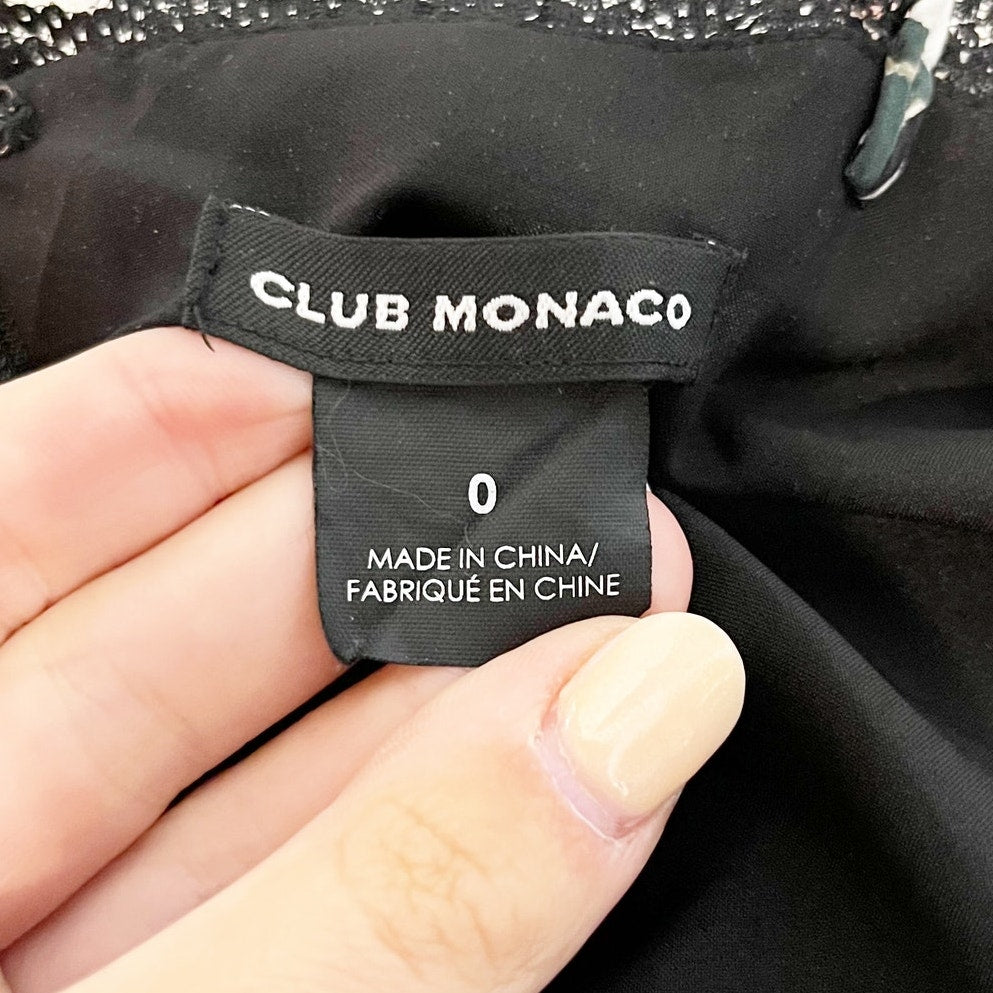 Club Monaco Kittrick Floral Sleeveless V-Neck Silk Midi Slip Dress Black Pink 0