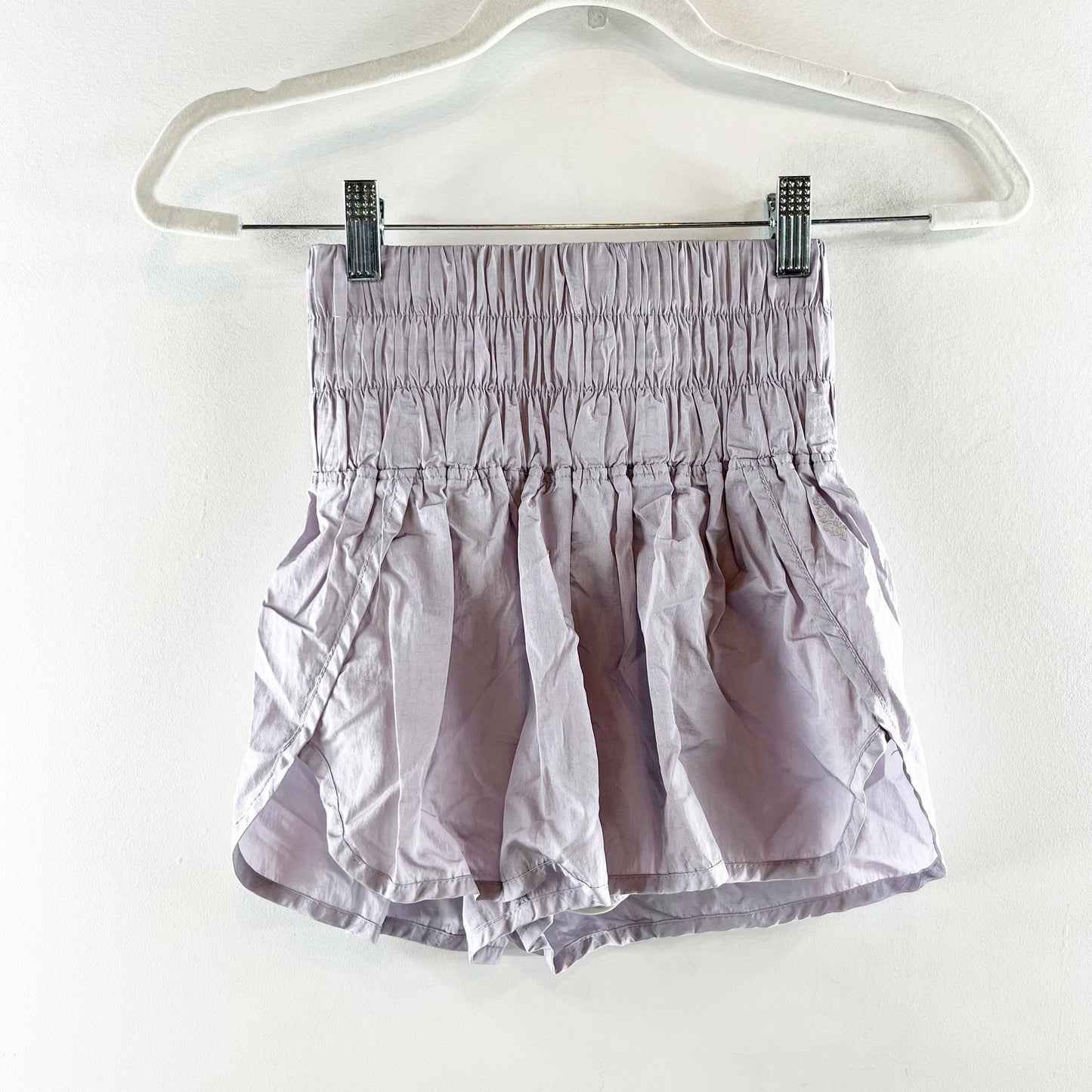 FP Movement The Way Home High Waisted Smocked Running Active Shorts Lilac XS