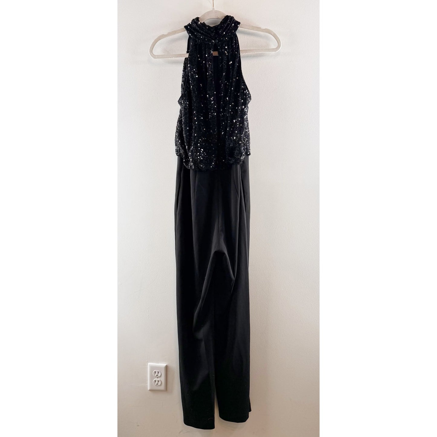 Eliza J Sleeveless Sequin Wide Leg Jumpsuit Black 4