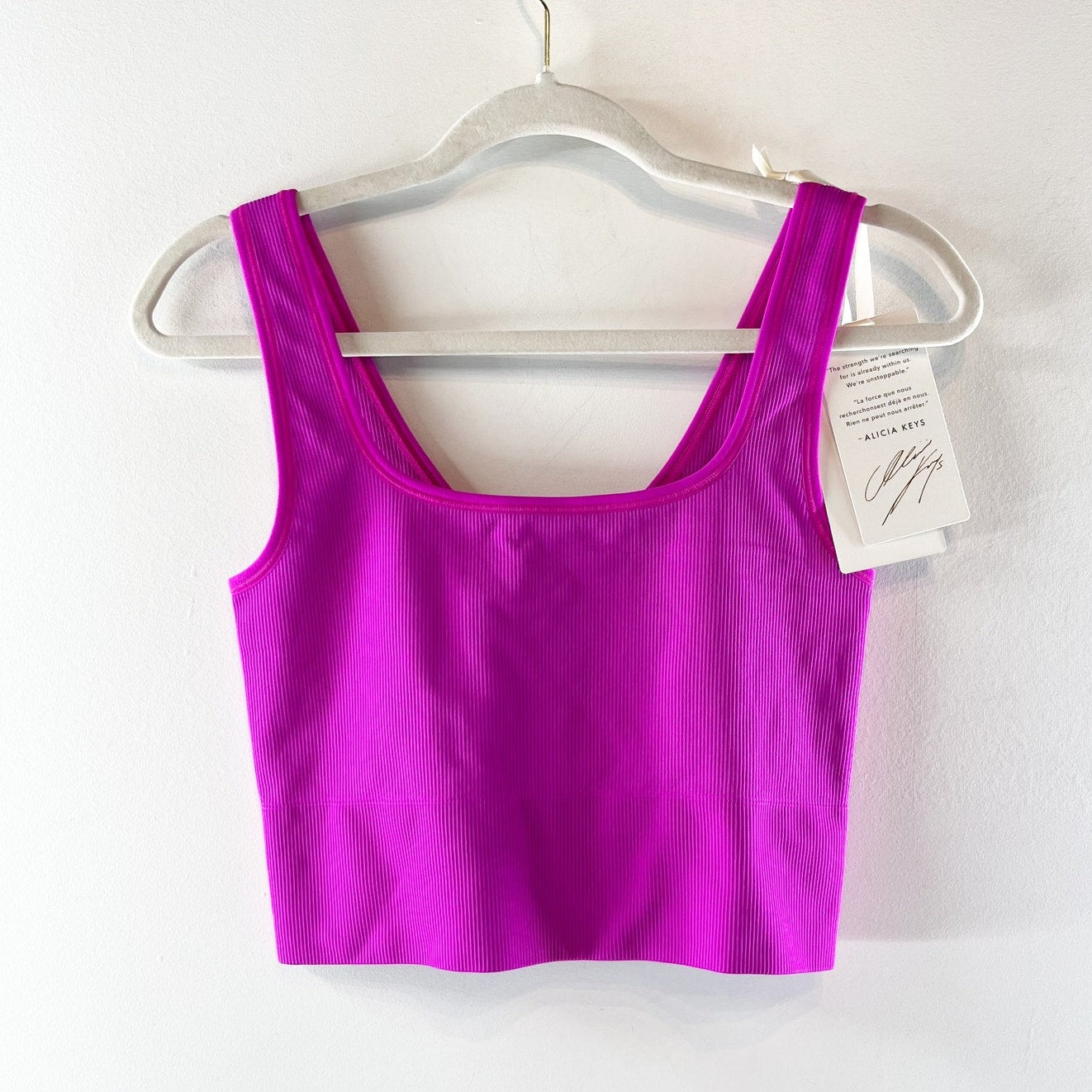 Athleta X Alicia Keys Aurora Ribbed Scoop Crop Tank Top Pink Medium