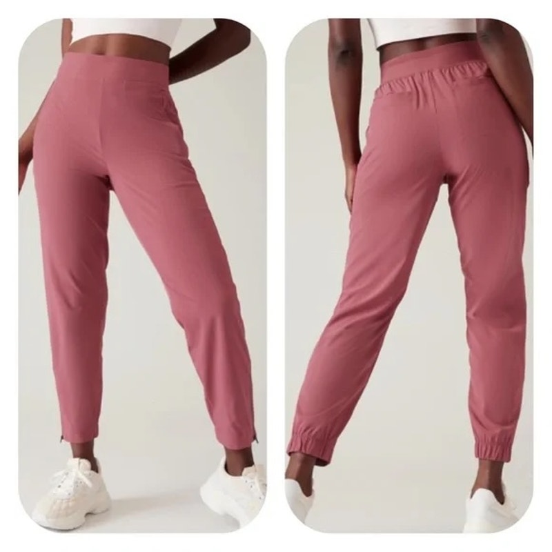 Athleta Brooklyn Heights High Rise Jogger Pants Berry Rose Red Pink 10