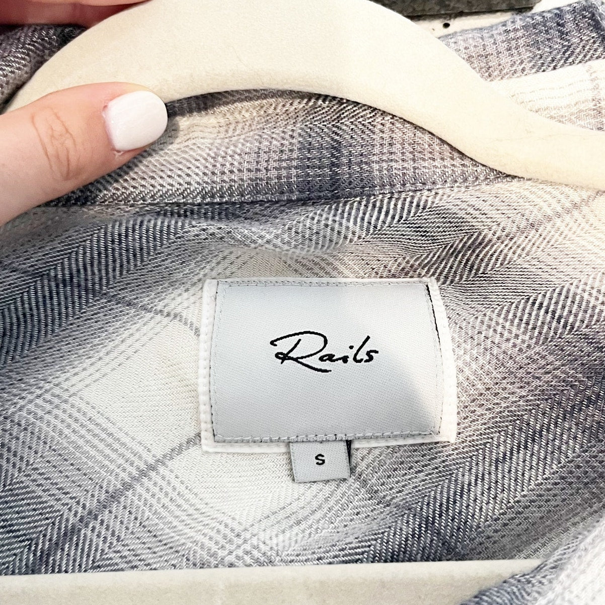 Rails Hunter Plaid Long Sleeve Chest Pocket Button-Down Shirt Sterling White S