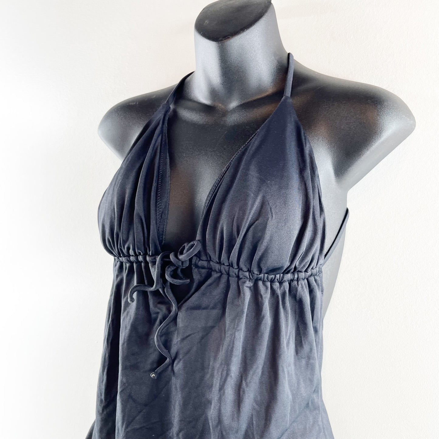 J. Crew Plunge Tie Front One Piece Bathing Suit Black Medium