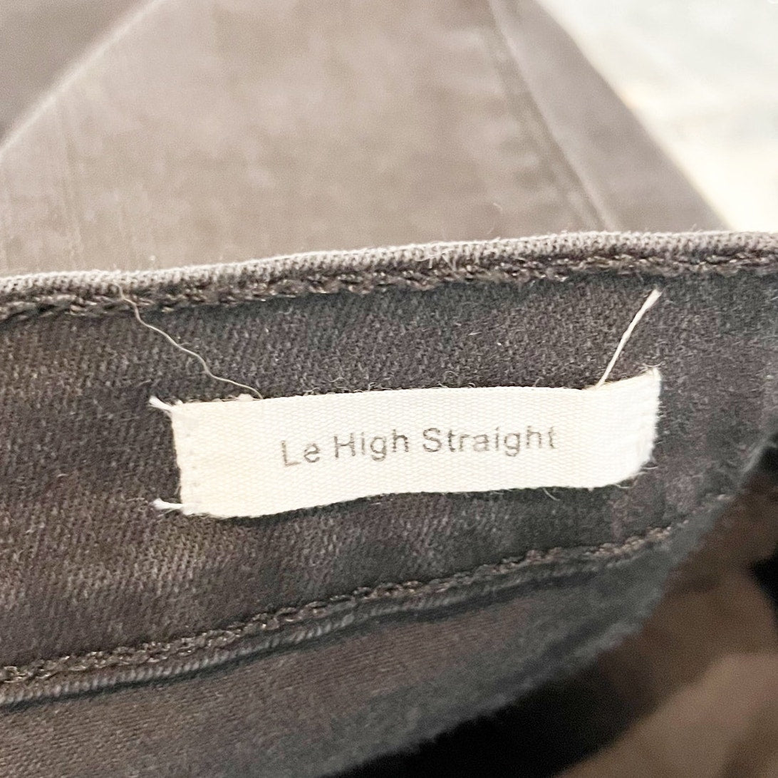Frame Denim Le High Straight Feather Hem Cropped Jeans Ludlow Black 26 / 2