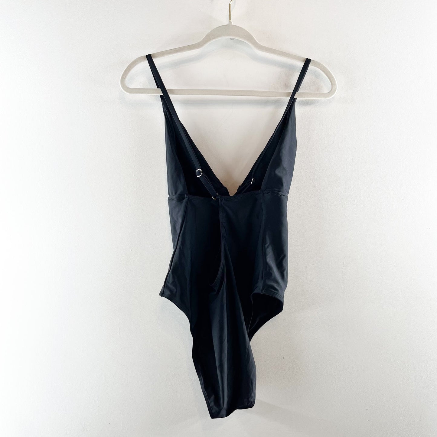 Cupshe Plunge Front One Piece Cross Back Swimsuit Black XL