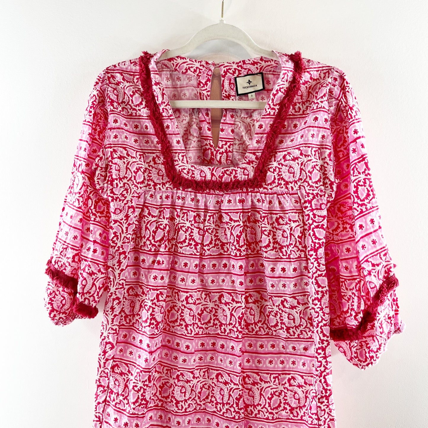 Tuckernuck Heat Wave Catalans Cotton Mini Cover Up Dress Pink Red Small