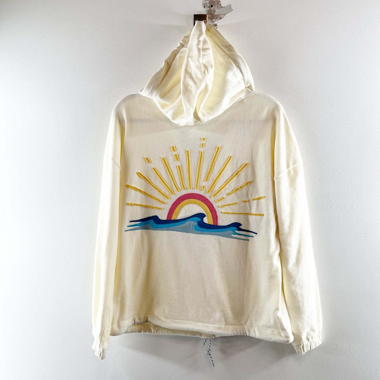 Faherty Daybreak Beach Rays Anorak Hoodie Sweatshirt Cream XS