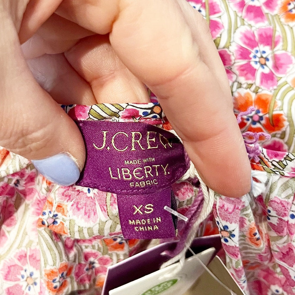J. Crew Tie Strap Liberty Cotton Floral Tank Top Pink XS