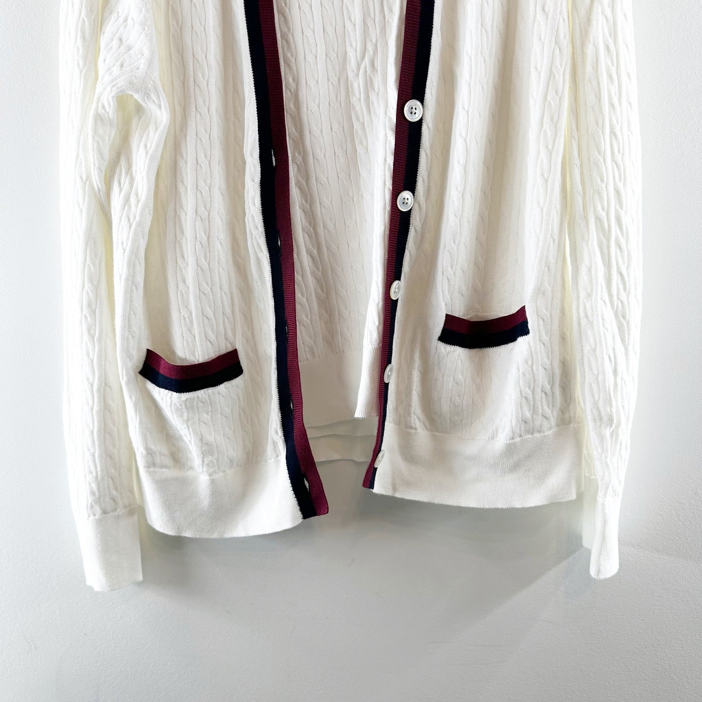 Brooks Brothers Supima Cotton Cable Cardigan Sweater and Shell Tank White L