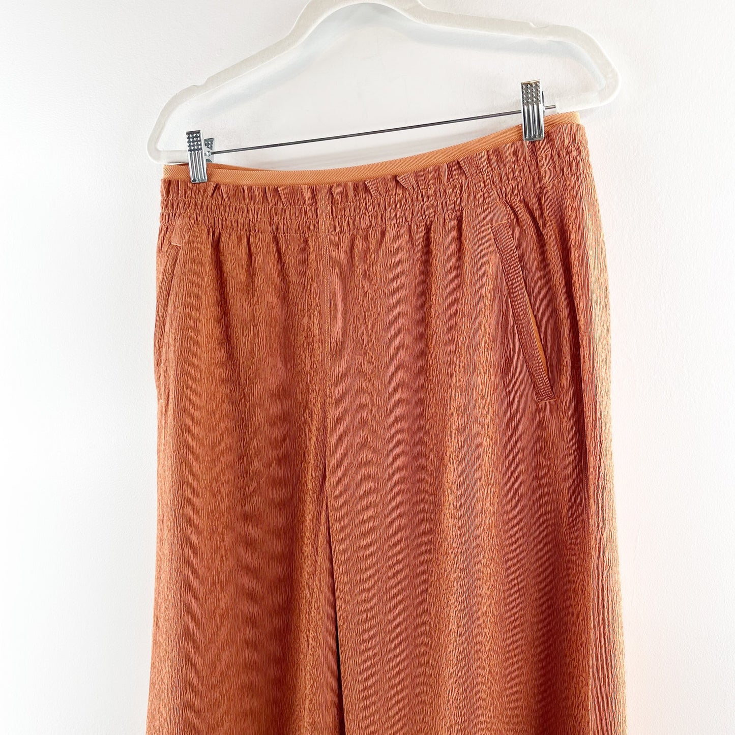 Athleta High Rise Echo Wide Leg Cropped Pants Bronze Orange 12