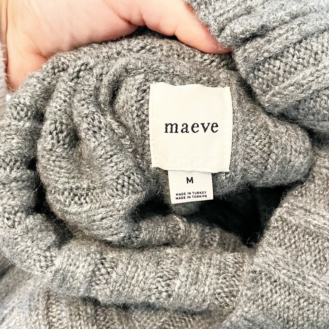 Maeve Anthropologie Long Sleeve Tie Open Bow Back Turtleneck Sweater Gray Medium
