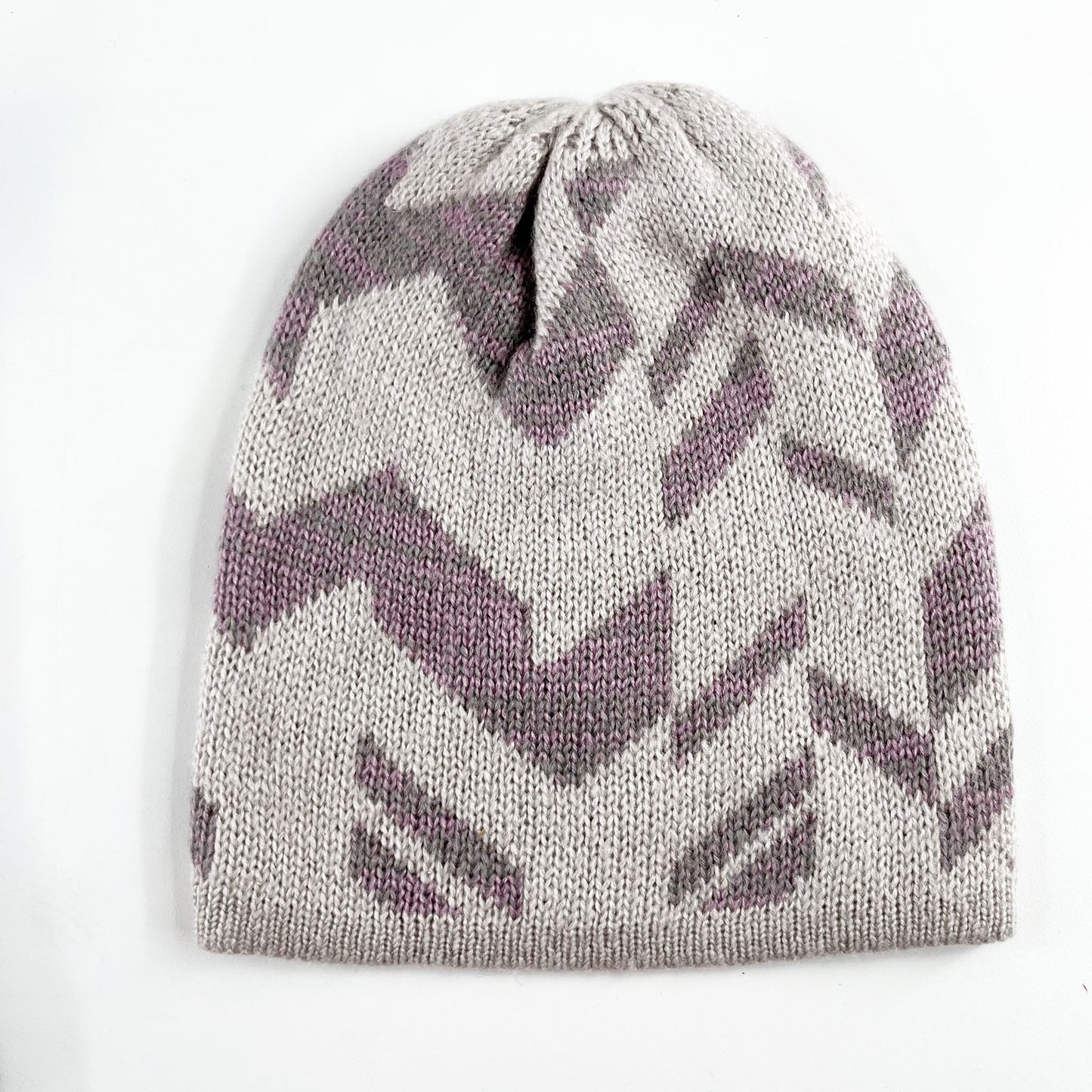 Verloop Herringbone Long Snood and Beanie Matching Set Gray Purple NWT