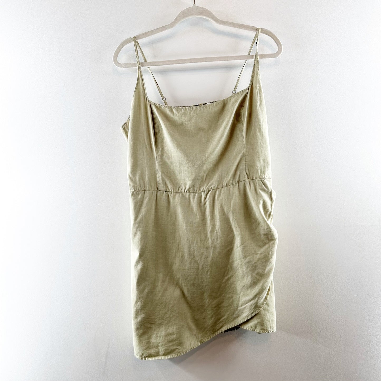 Abercrombie Square Neck Cotton Wrap Mini Slip Dress Green XL