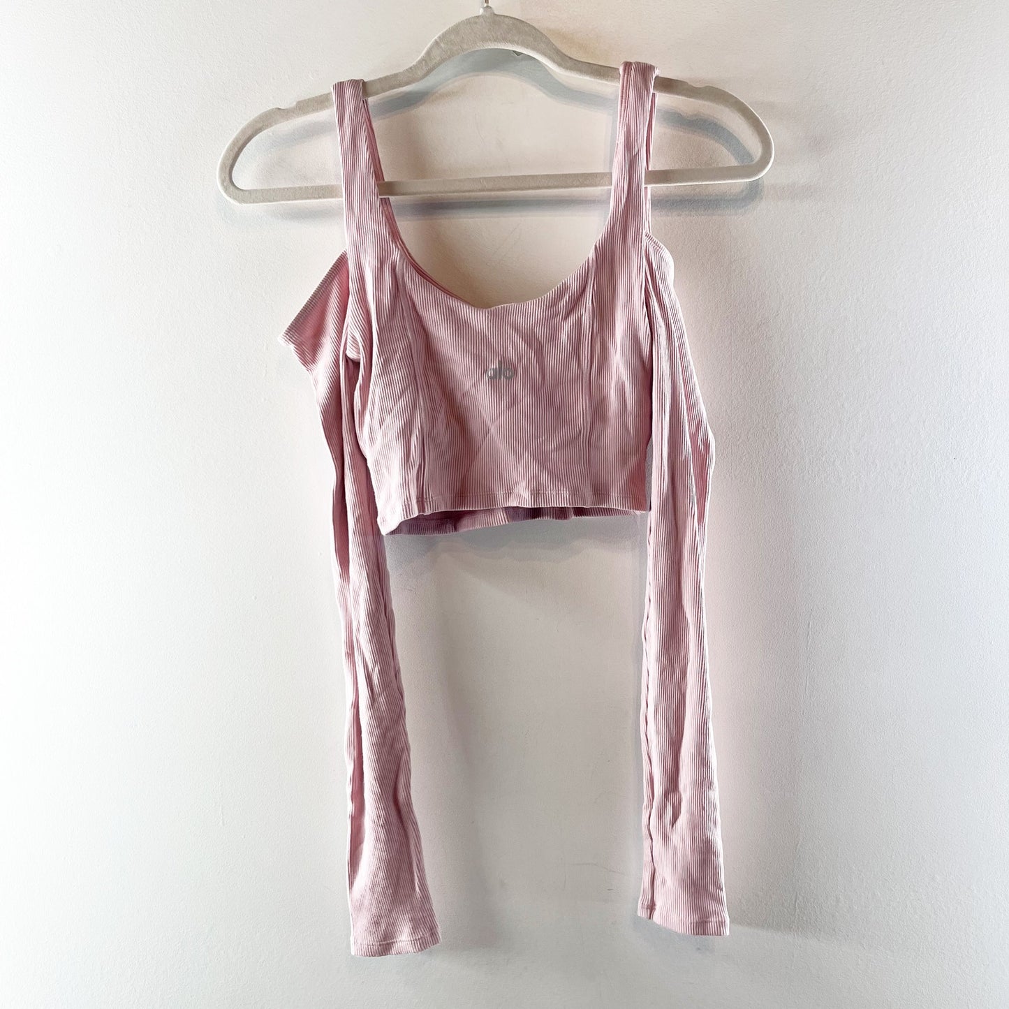 Alo Yoga Ribbed Cropped Butterfly Long Sleeve Tee Ballet Pink Small