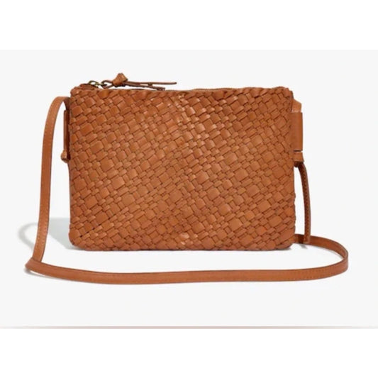 Madewell The Knotted Woven Leather Crossbody Bag Purse Tan Brown