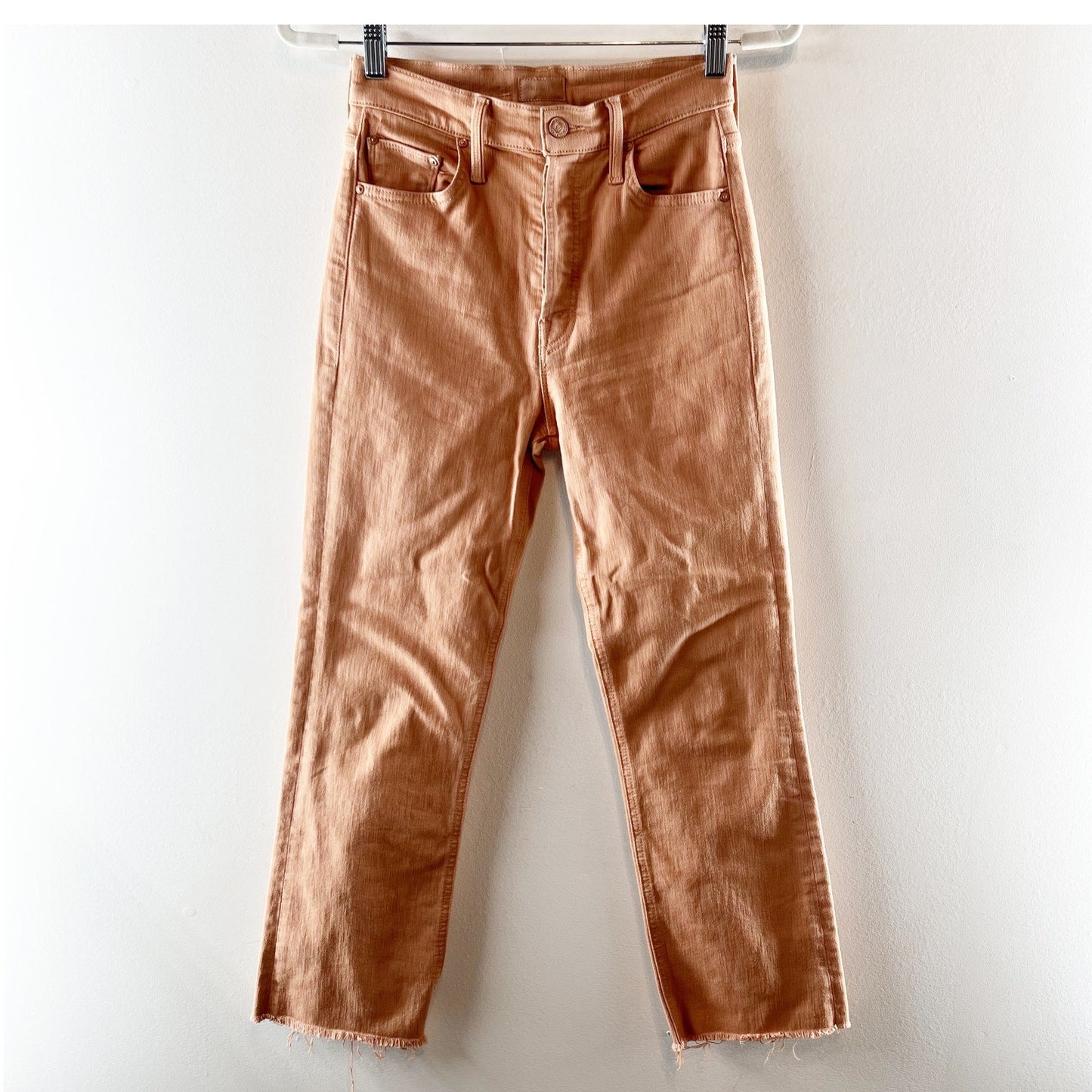 Mother The Tripper High Rise Ankle Straight Fray Hem Jeans Play Date Toasted Nut