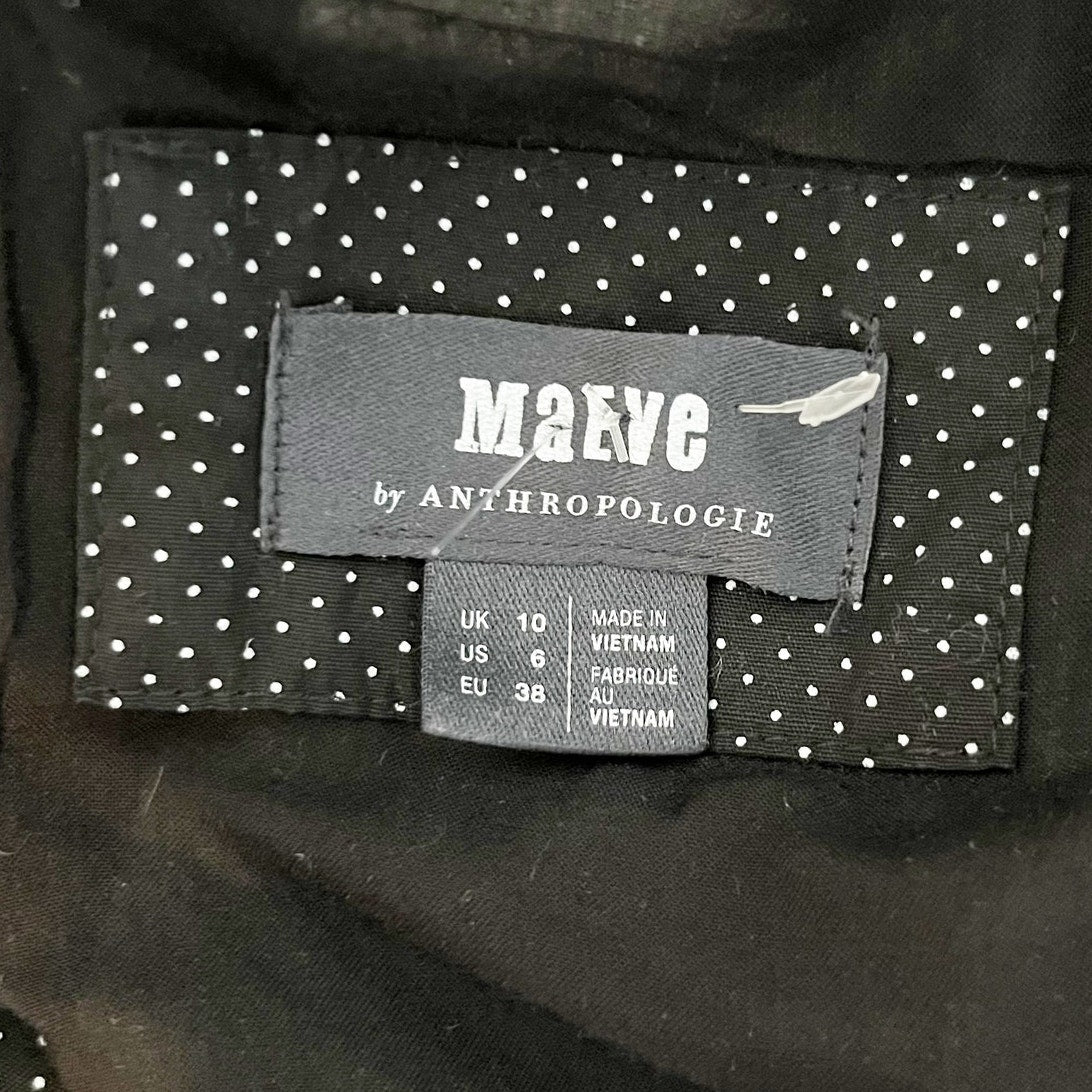 Maeve Anthropologie Mairead Short Sleeve Cotton Printed Midi Dress Black White 6