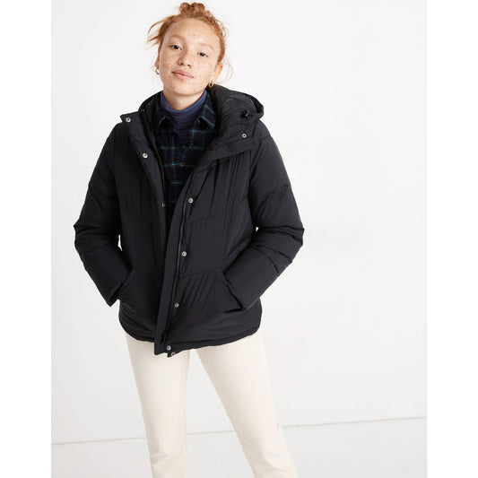 Madewell Quilted Puffer Parka Jacket Coat Black Small