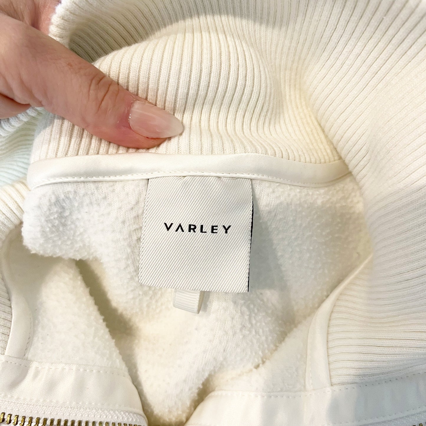 Varley Roselle Long Sleeve Pullover Half Zip Fleece Sweatshirt Cream Small